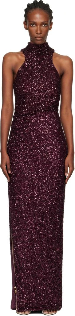 Balmain Purple Sleeveless Sequin Maxi Dress 1