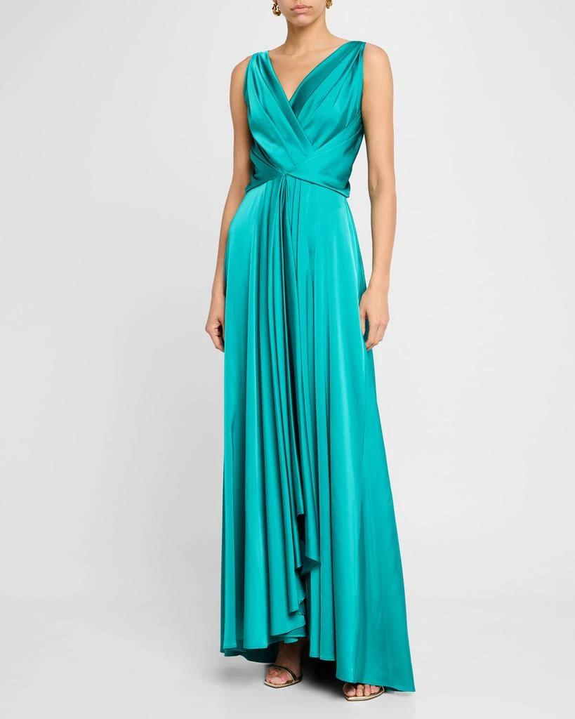Talbot Runhof Sleeveless Draped Voile Satin Gown 2