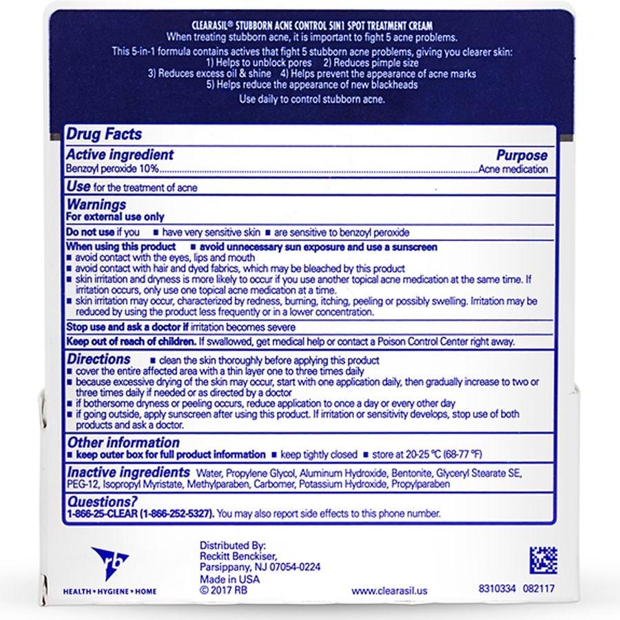 Clearasil Stubborn Acne Control 5-in-1 Spot Treatment Cream