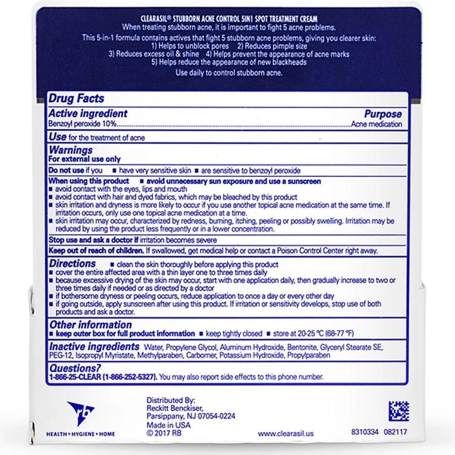 Clearasil Stubborn Acne Control 5-in-1 Spot Treatment Cream 2