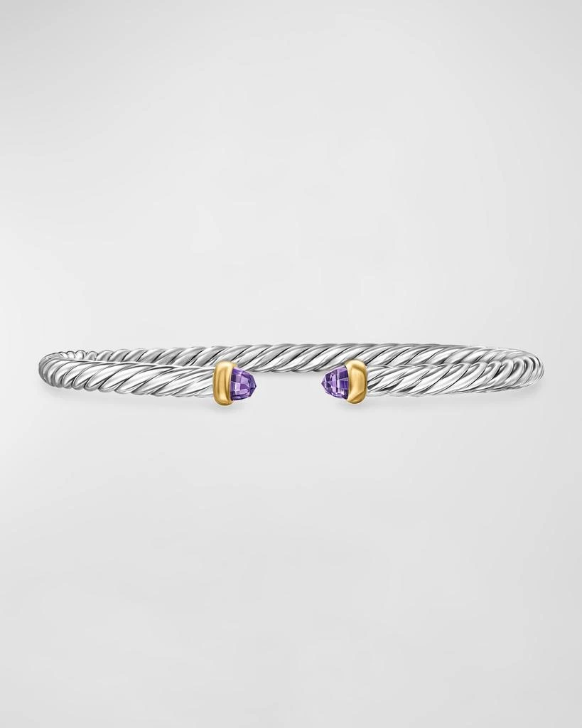 David Yurman Cable Flex Bracelet with Gemstone in Silver and 14K Gold, 4mm