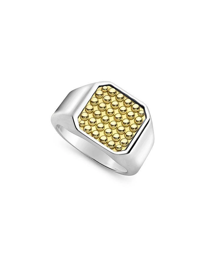 LAGOS Men
s 18K Yellow Gold
Sterling Silver Anthem Caviar Beaded Square Ring