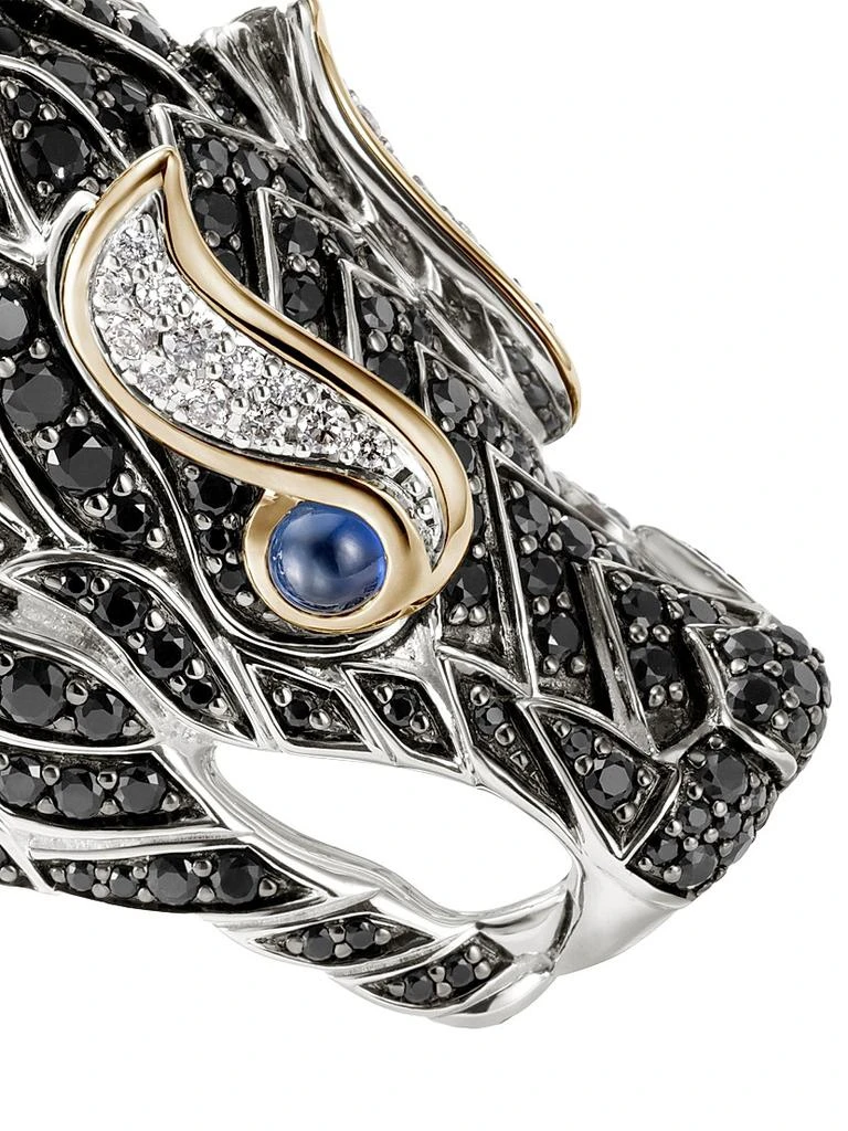 John Hardy Naga Dragon Sterling Silver, 14K Yellow Gold & Multi-Gemstone Saddle Ring 7