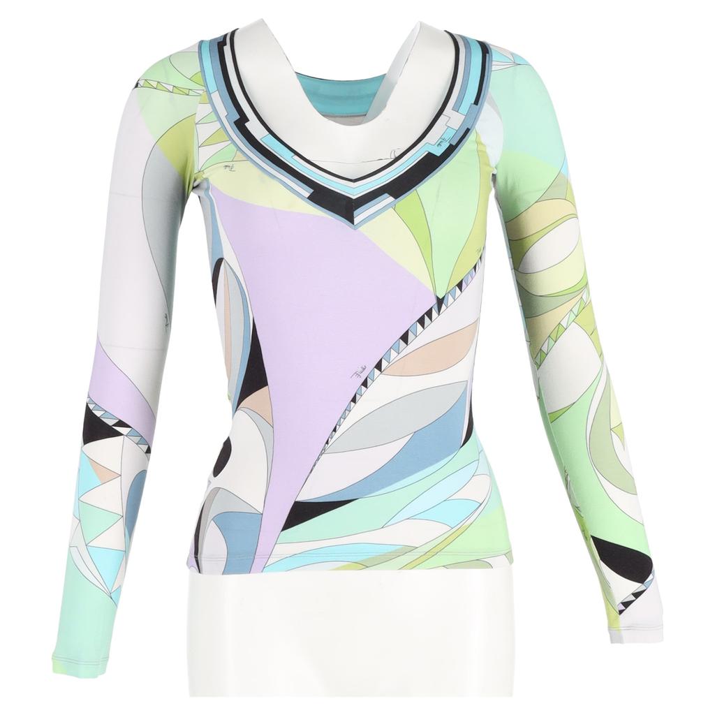 PETER PILOTTO Printed Long Sleeve Top in Multicolor Viscose