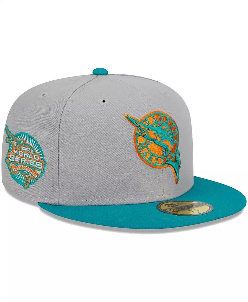 New Era Men's Gray, Teal Florida Marlins Cooperstown Collection 59FIFTY Fitted Hat