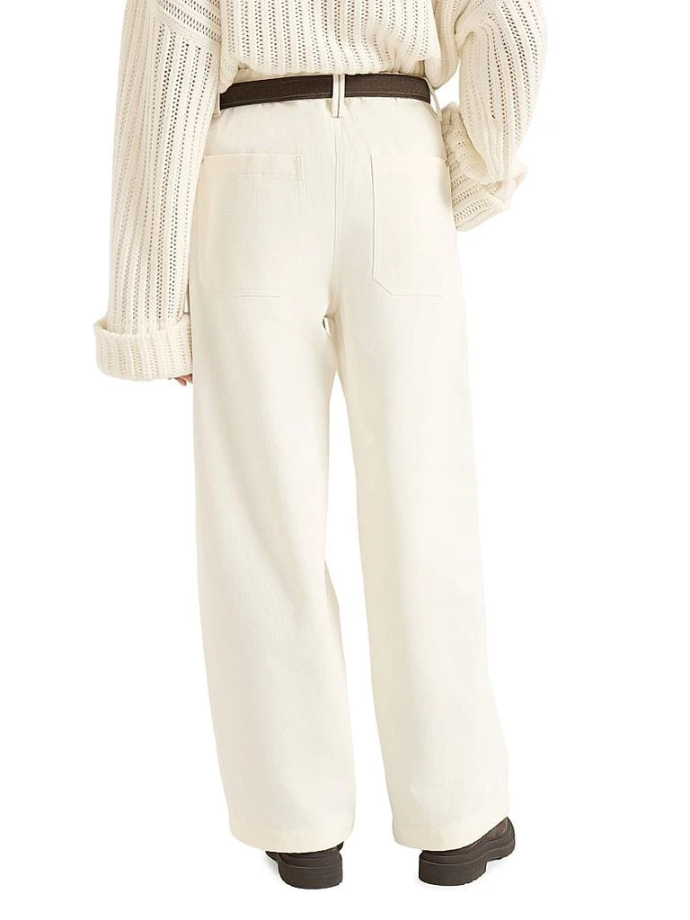 Brunello Cucinelli Dyed Cotton and Wool Wrinkled Denim Utility Track Trousers with Monili 3