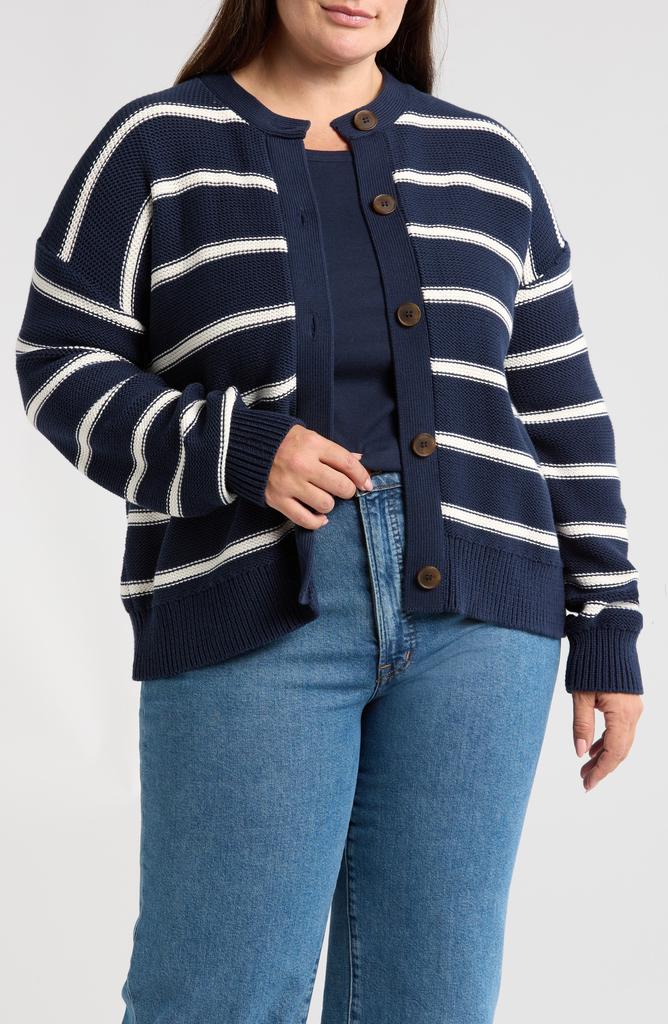 Caslon Stripe Pima Cotton Cardigan