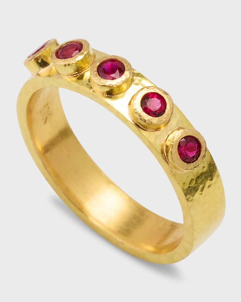 Elizabeth Locke 19K Flat Ribbon Stack Ring with 2.5mm Rubies 3