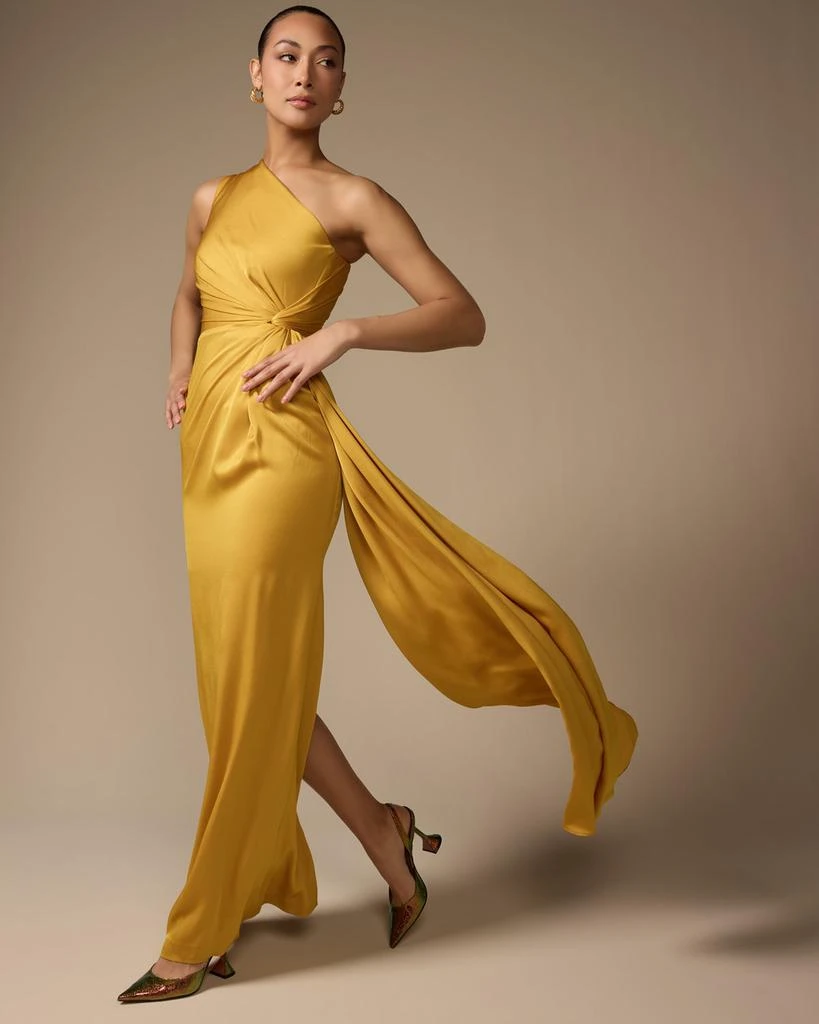 Alex Perry One-Shoulder Twisted Satin Crepe Column Gown 2
