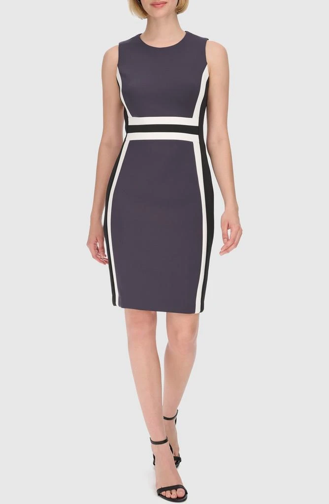 Calvin Klein Colorblock Sleeveless Scuba Sheath Dress 1