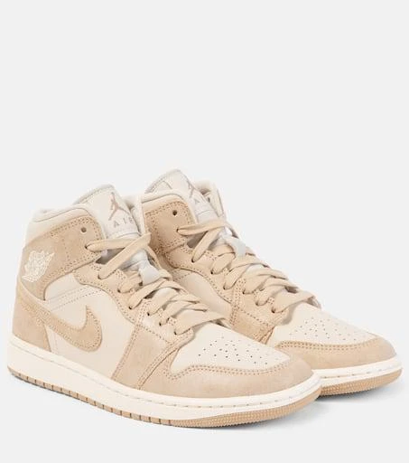NIKE Air Jordan 1 Mid suede-trimmed leather sneakers 1