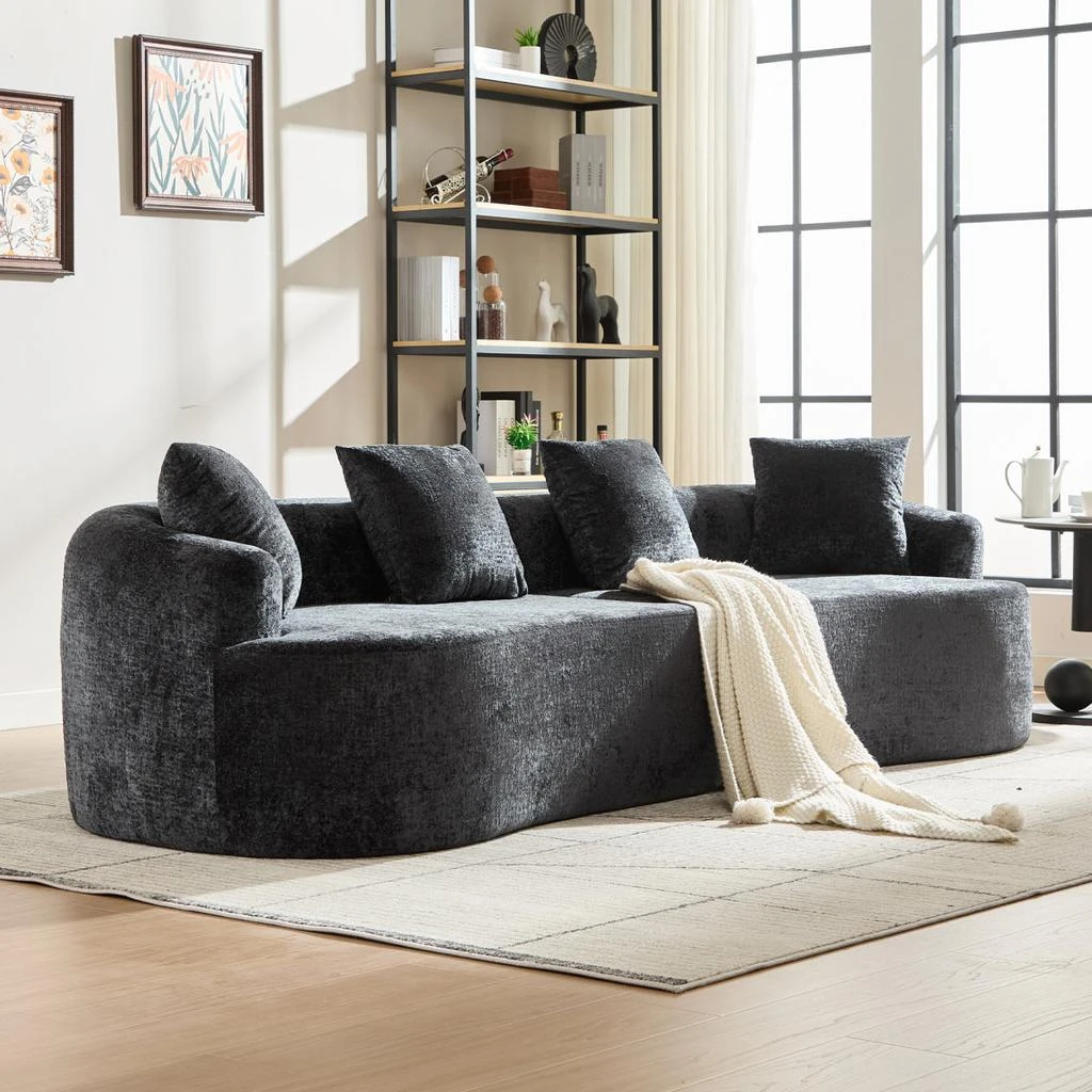 Streamdale Furniture Streamdale Curved Loveseat with 3 Pillows, Deep Seat Couch for Apartment 2