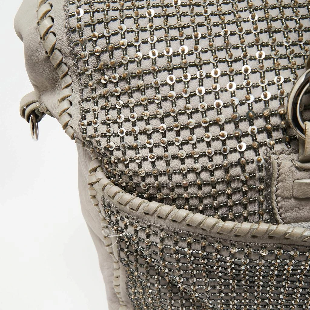 Valentino Valentino Grey Leather, Beads and Sequins Embellished Satchel 6