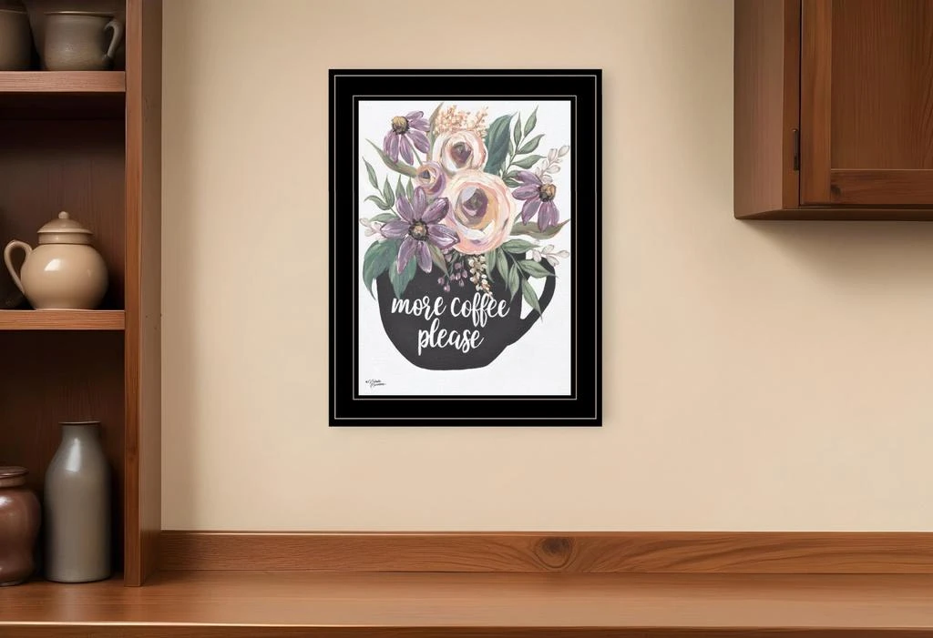 Hivvago More Coffee Please 2 Black Framed Print Kitchen Wall Art