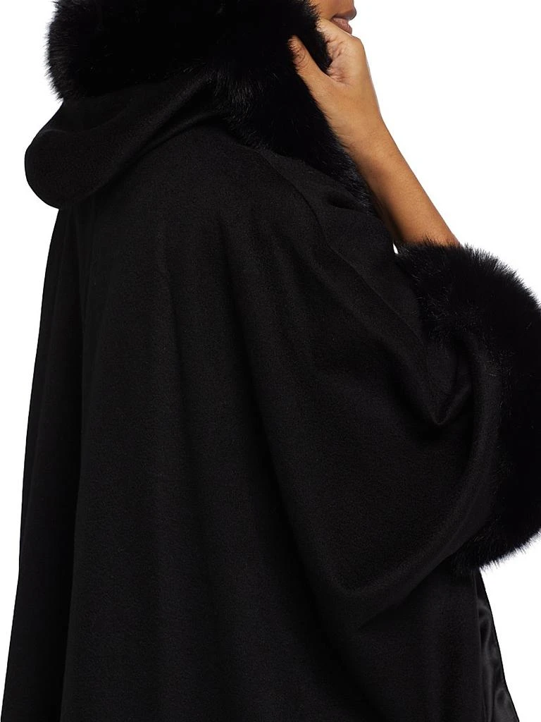 Sofia Cashmere Whipstitch Faux-Fur Hooded Cape 6