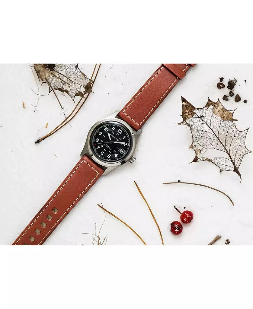 Hamilton Men's Swiss Automatic Khaki Field Brown Leather Strap Watch 42mm H70555533 7