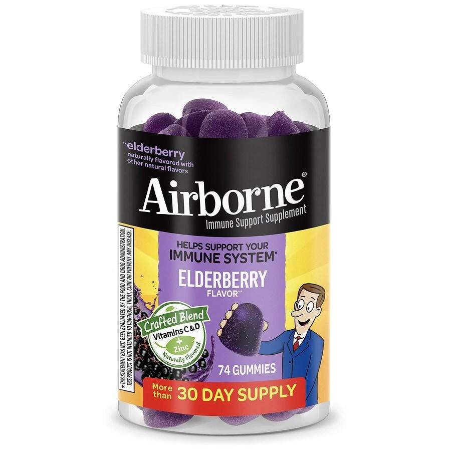 Airborne Elderberry Gummies with Vitamin C D & E, Zinc Immune Support Supplement 1
