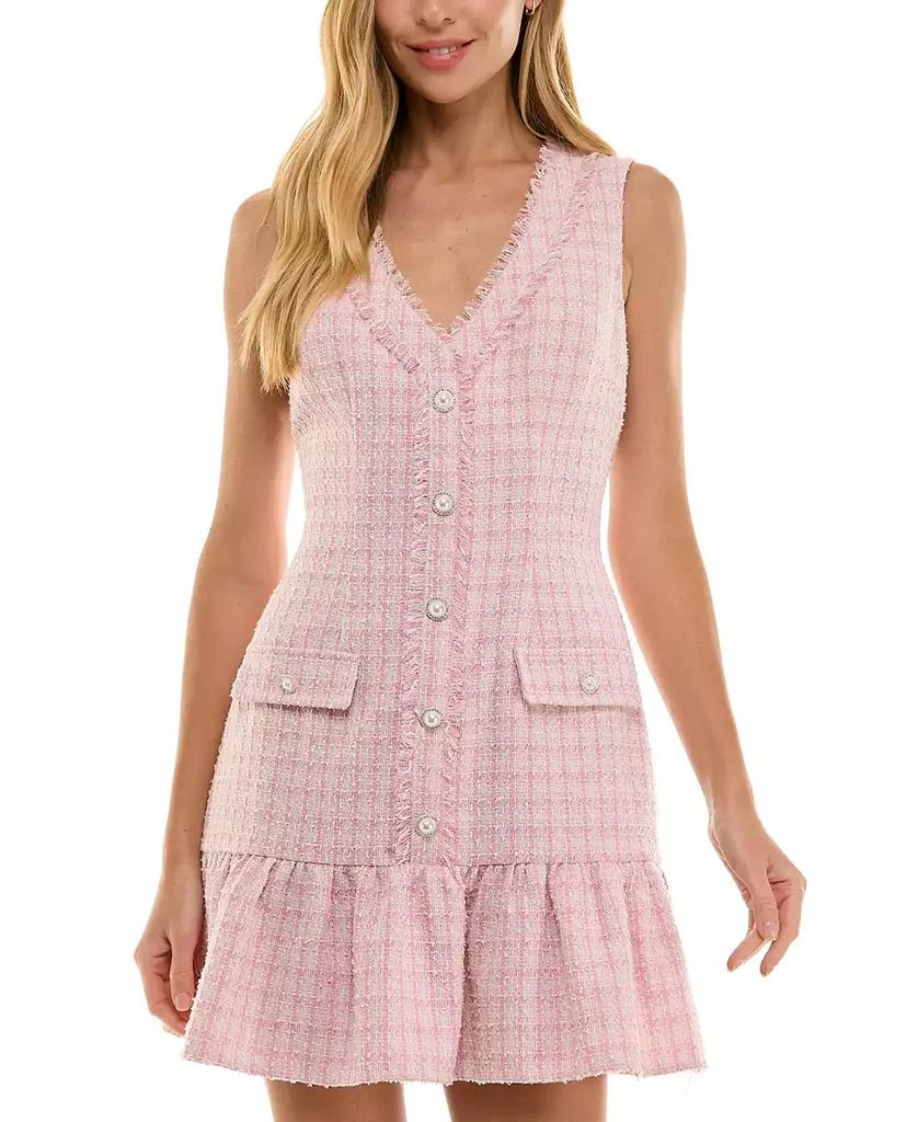 City Studios Juniors' Tweed Ruffled Mini Dress 1