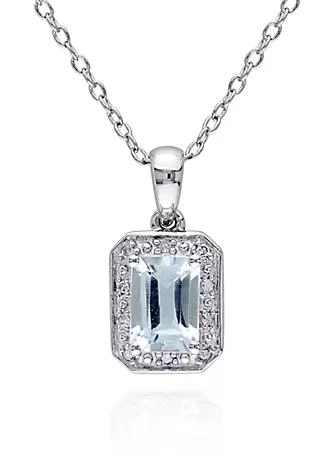 Belk 
Co. Sterling Silver Aquamarine and Diamond Pendant