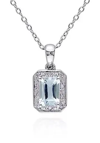 Belk & Co. Sterling Silver Aquamarine and Diamond Pendant