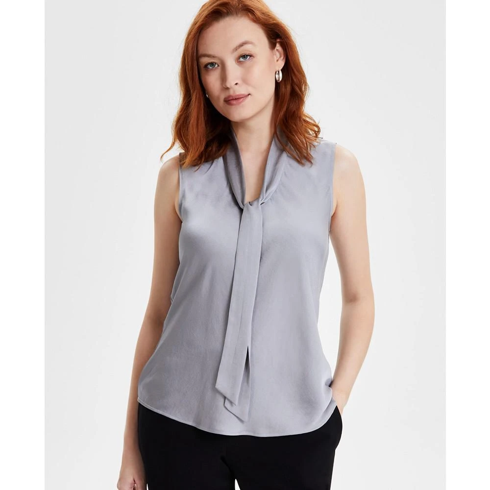 Kasper Women's Solid Tie-Front Sleeveless Woven Blouse 1