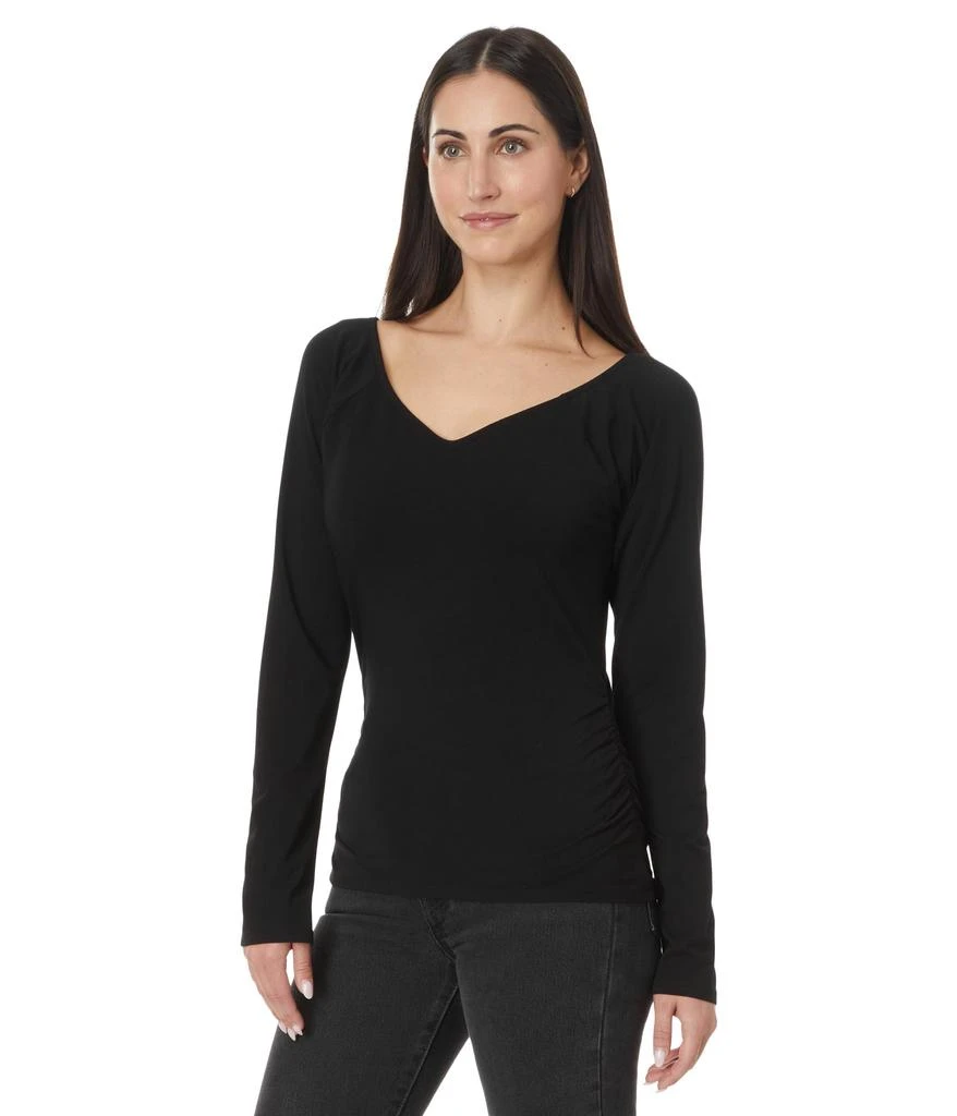 Mod-o-doc Long Sleeve Open Neck Fitted Tee 1