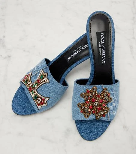 Dolce 
Gabbana Crystal-embellished denim mules 5