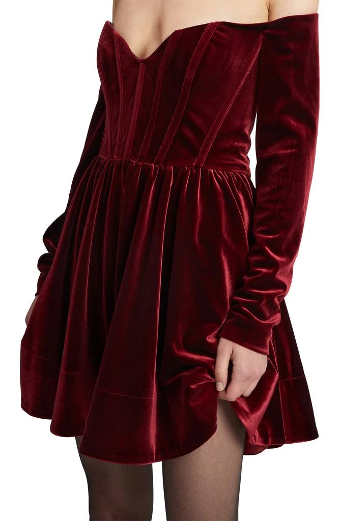 Shop Off the Shoulder Long Sleeve Corset Detail Velour Minidress on Sale at  BeyondStyle  Get 61% Off Off the Shoulder Long Sleeve Corset Detail Velour  Minidress with Limited-Time Flash Deals, Exclusive