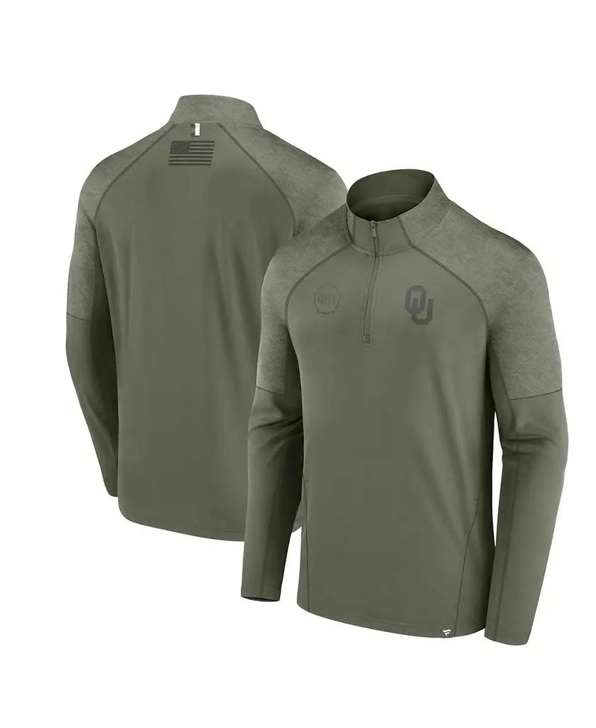 Fanatics Men's Olive Oklahoma Sooners OHT Military-Inspired Appreciation Titan Raglan Quarter-Zip Jacket 1