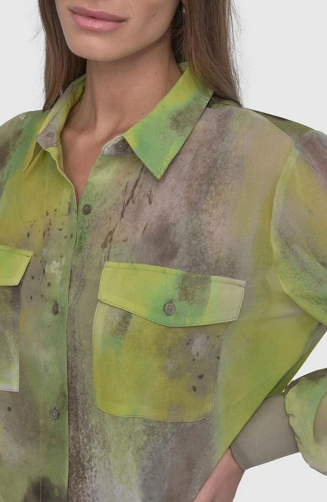 DKNY Abstract Print Chiffon Button-Up Shirt 4