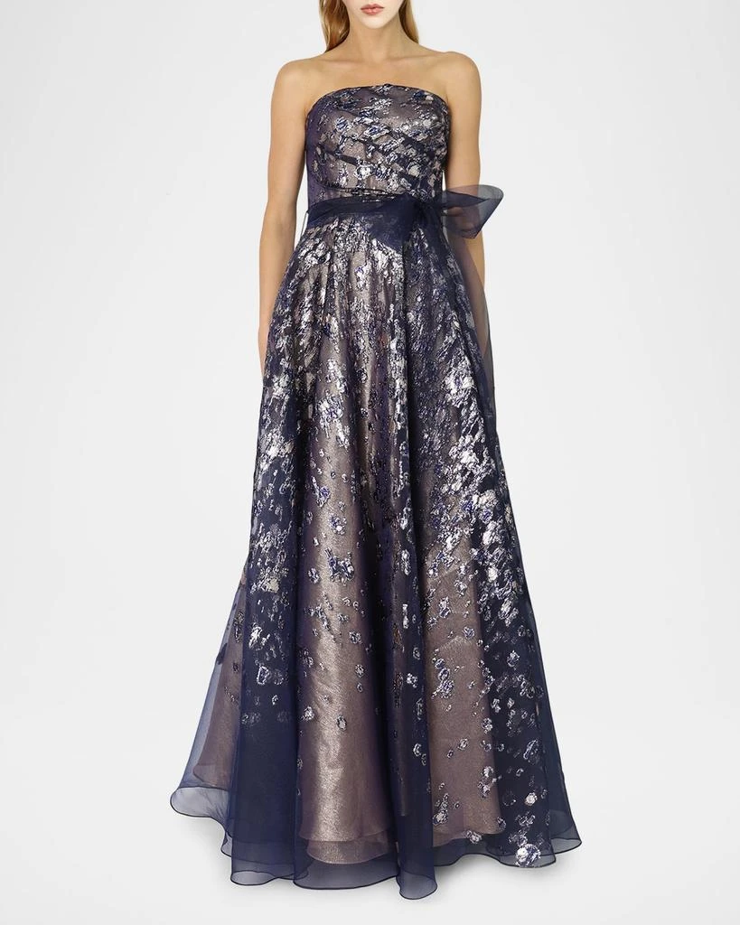 Rene Ruiz Collection Strapless Metallic Fil Coupe Gown 1