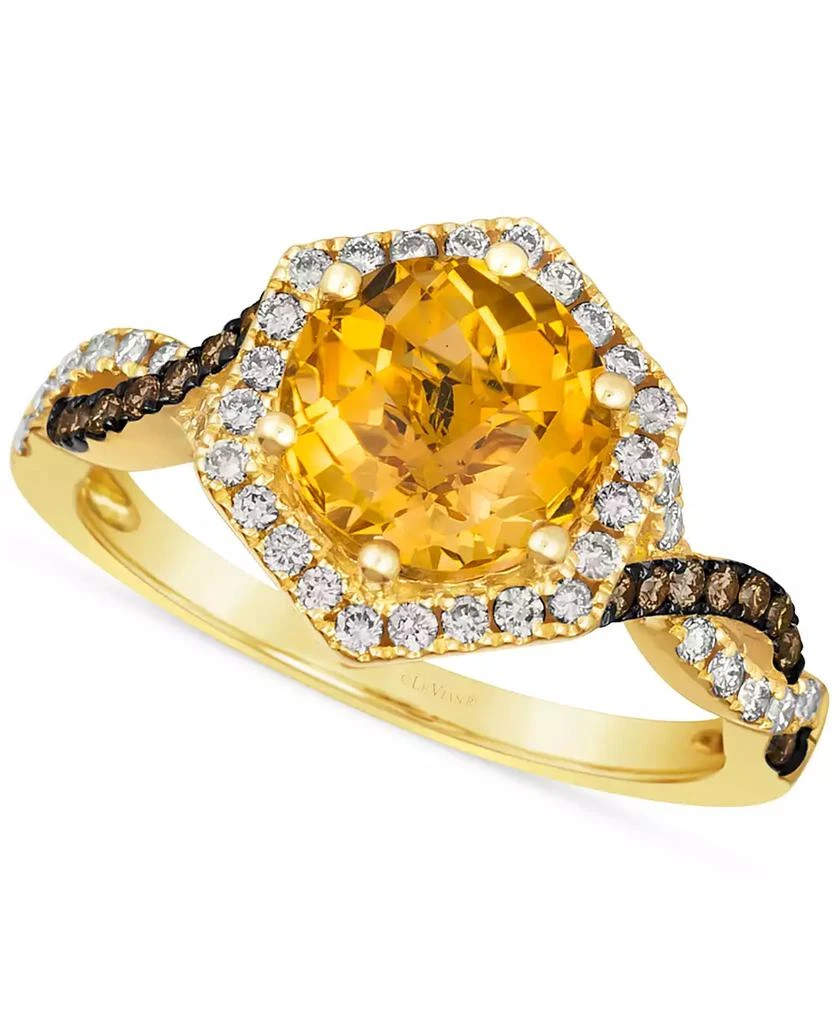 Le Vian Cinnamon Citrine (1-7/8 ct. t.w.) 
Diamond (3/8 ct. t.w.) Halo Twist Ring in 14k Gold