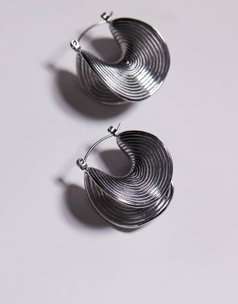 8 Other Reasons 8 Other Reasons textured hoop earrings in rhodium plated