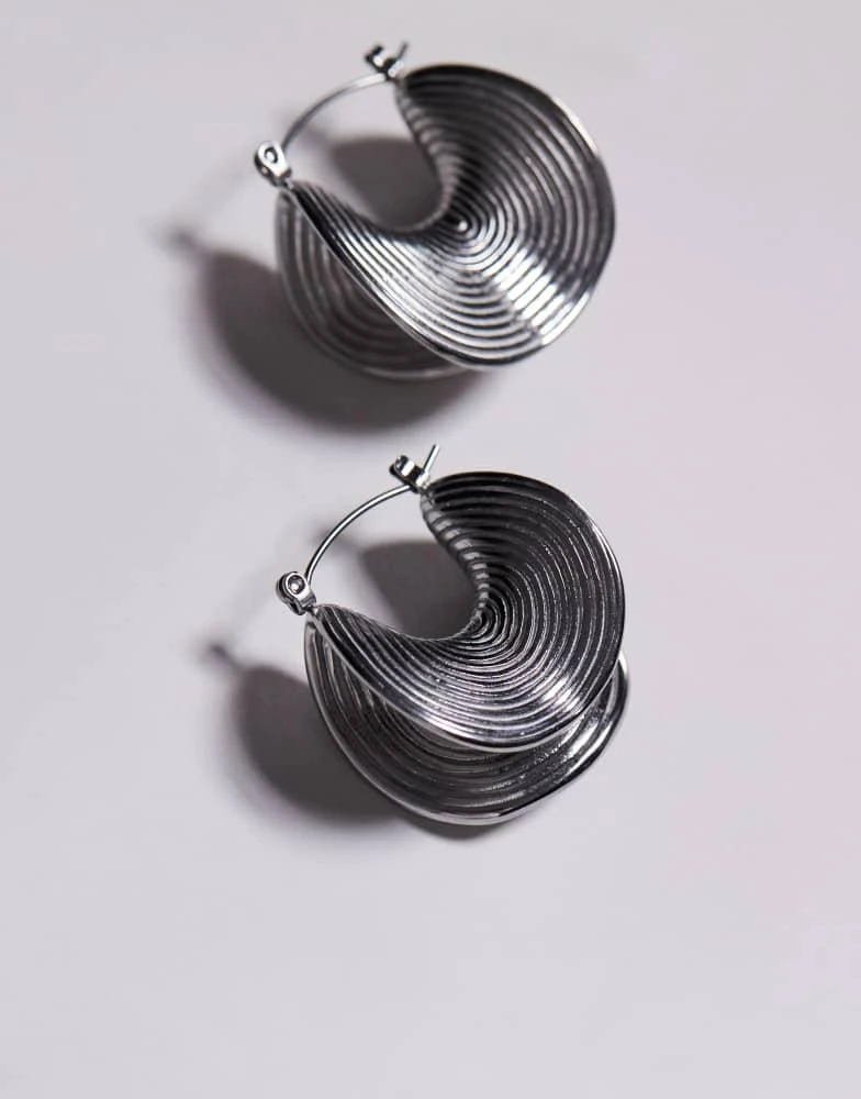 8 Other Reasons 8 Other Reasons textured hoop earrings in rhodium plated 2
