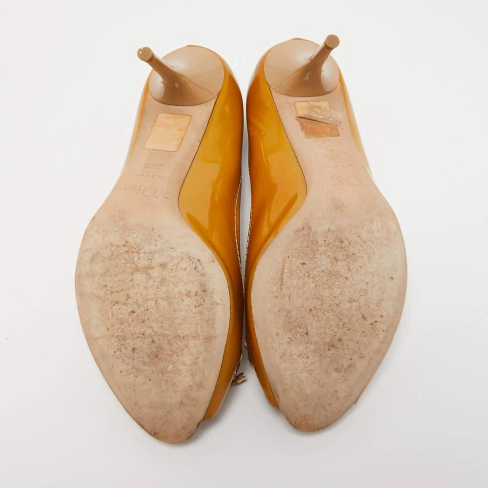 Dior Dior Brown Leather Bow Peep Toe Pumps Size 38.5 6