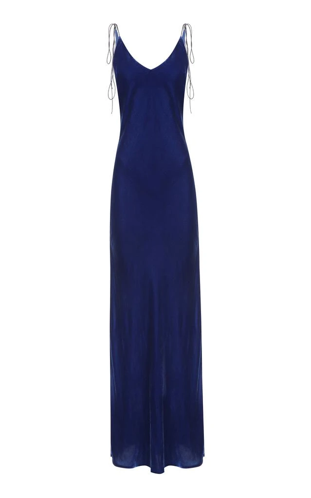 Anna October Anna October - Jules Satin Maxi Slip Dress - Blue - S - Moda Operandi 1