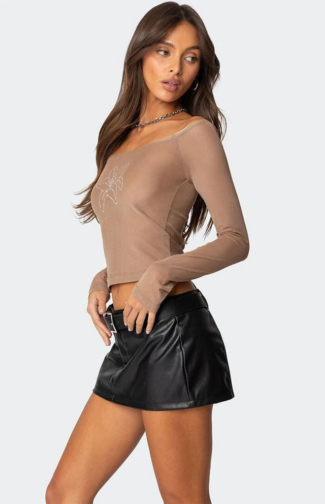 Edikted Lilyan Rhinestone Sheer Mesh Top 3