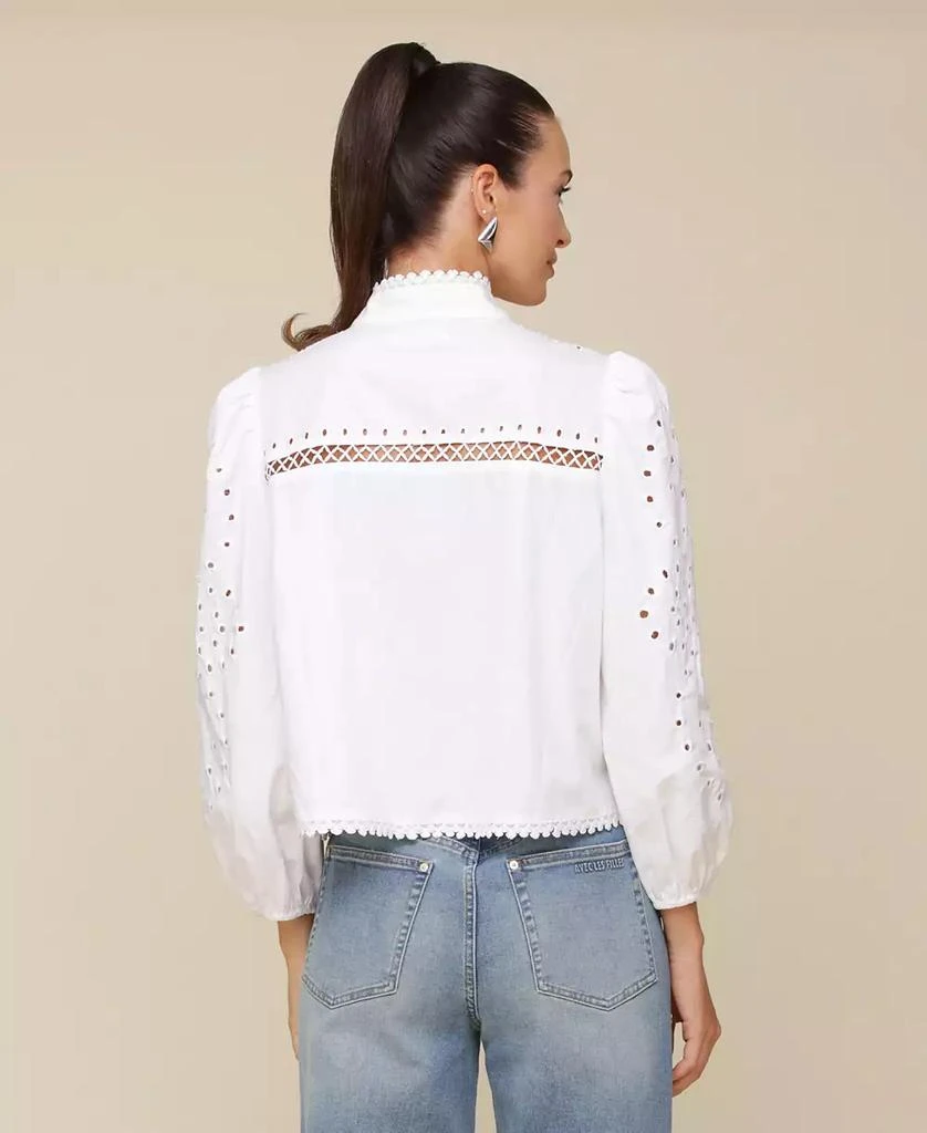 Avec Les Filles Women's Button-Front Long-Sleeve Eyelet Top 2