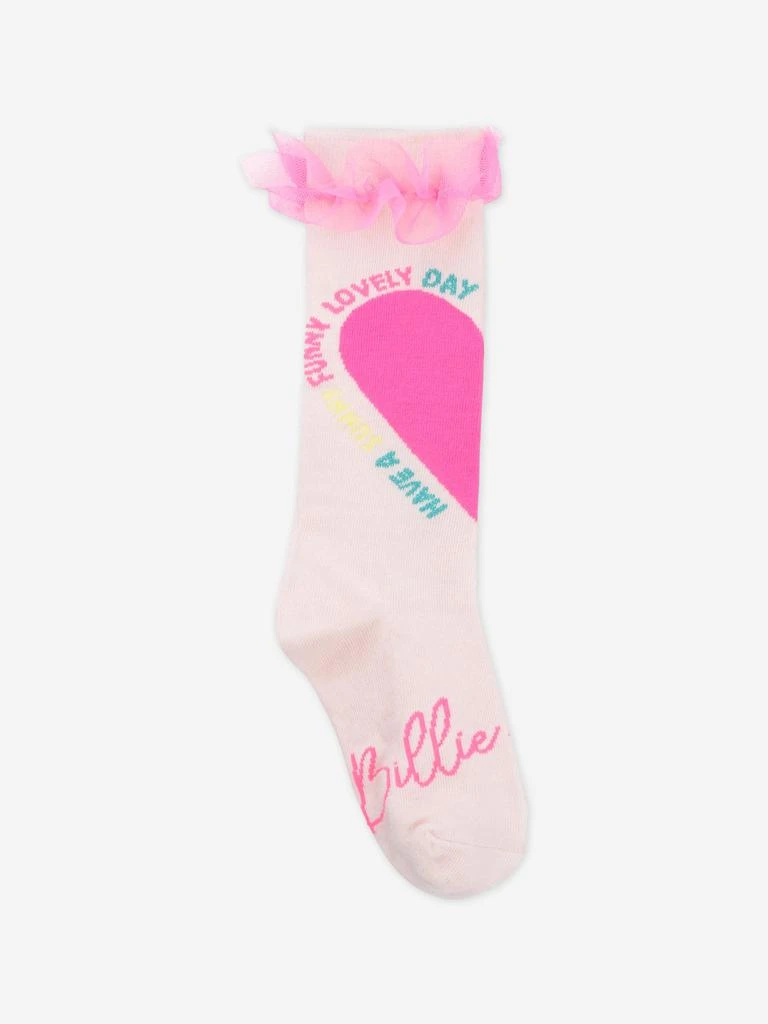 Billieblush Girls Tulle Ruffle Heart Socks in Pink 1