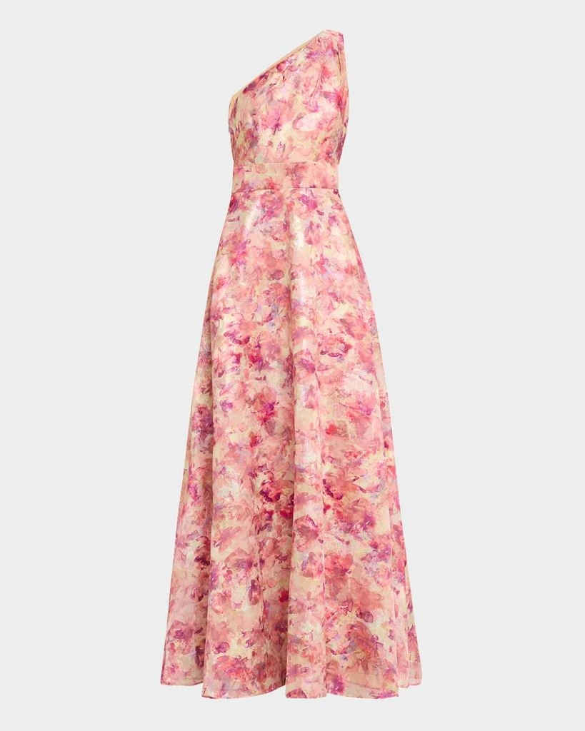 Aidan Mattox One-Shoulder Metallic Jacquard Gown 1