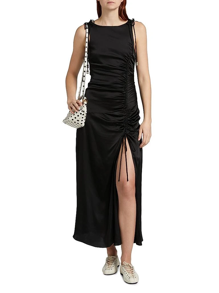 Ganni Satin Gathered Maxi Dress 3