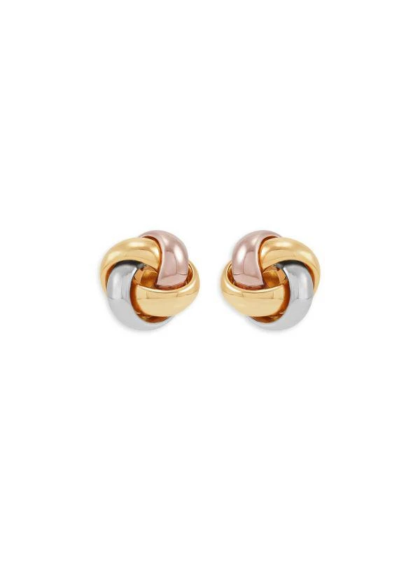 Saks Fifth Avenue Tri Tone 14K Gold Love Knot Stud Earrings 3