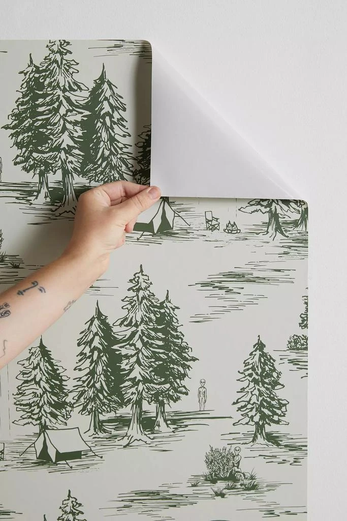 Beth Norton Beth Norton Green Alien Abduction Toile De Jouy Removable Wallpaper 3