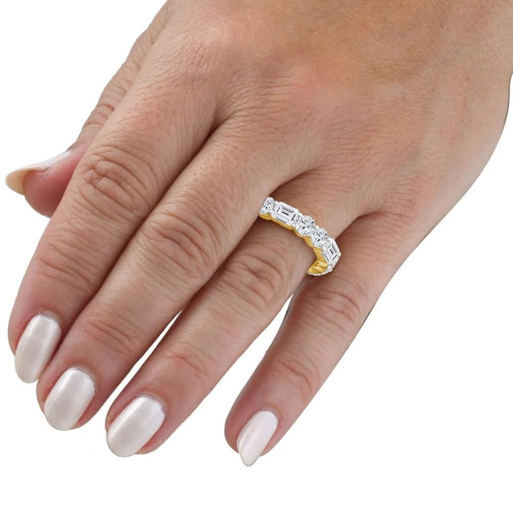 Pompeii3 3Ct Emerald
Round Cut Diamond Eternity Wedding Ring 14k Gold Lab Grown 3