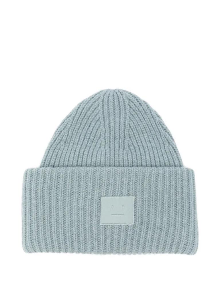 Acne Studios ホワイト ロゴニット帽 刺繍付き Acne Studios - Logo cap - White