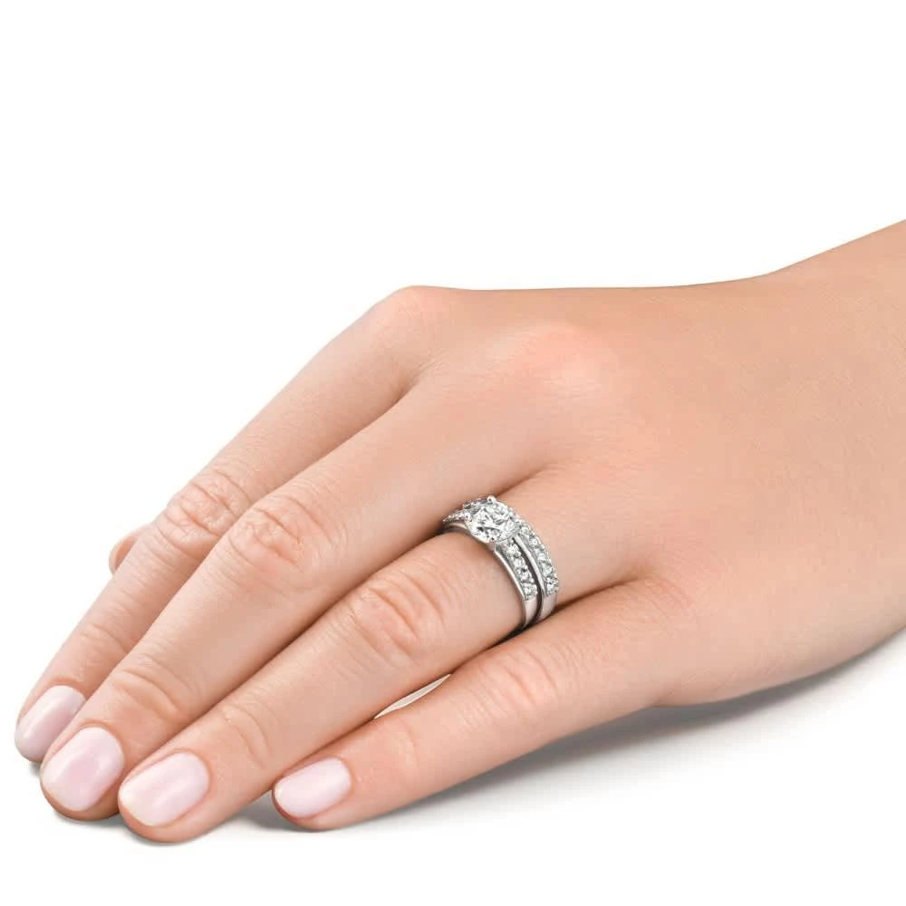 Pompeii3 Certified 2 1/2Ct Diamond Engagement Wedding Ring Set 14k Gold Lab Grown 3