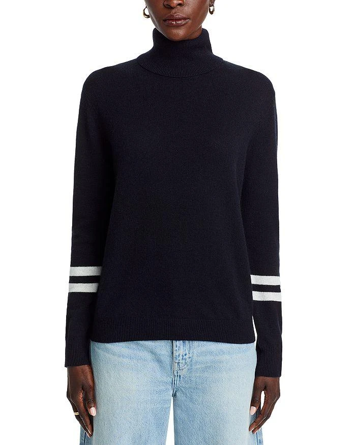 AQUA Athletic Stripe Turtleneck Sweater - Exclusive 1