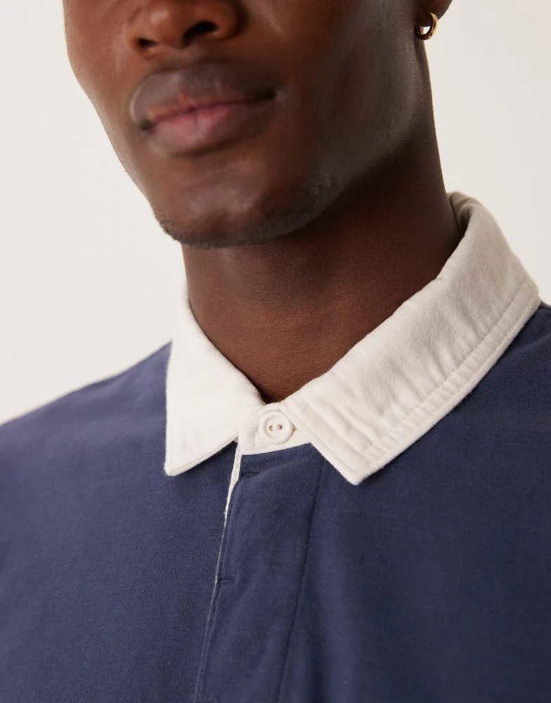 Abercrombie & Fitch Abercrombie & Fitch chest stripe rugby polo in navy/burgundy 3