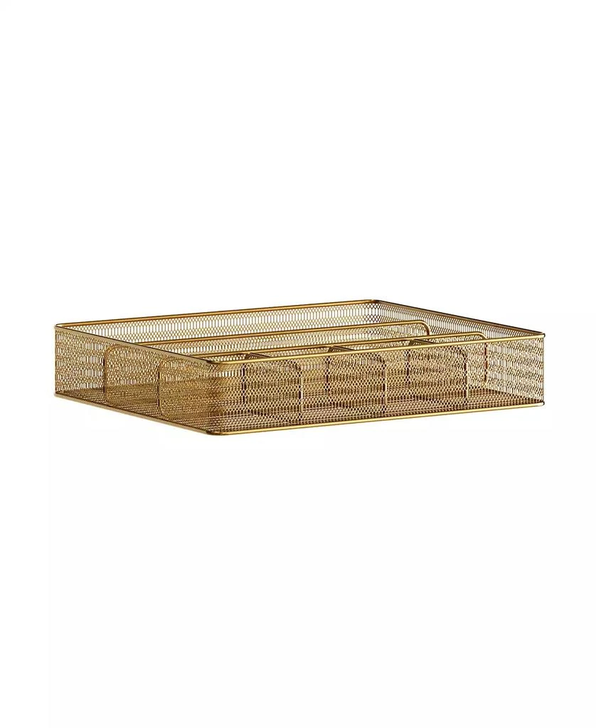 Martha Stewart Ryder Gold-Tone Mesh Metal 6 Compartment Large Desk Drawer Organizer for Accessories and Office Supplies 1