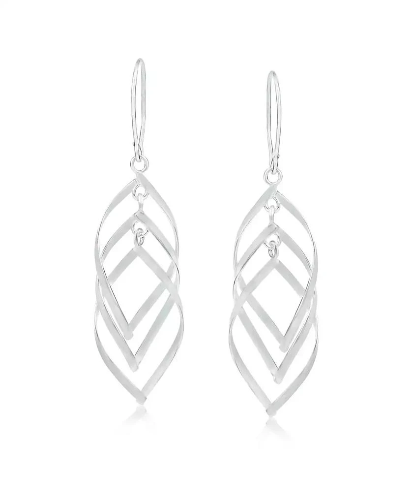 Bling Jewelry Trendy Swirl Wire Dangle Earrings Multi Teardrop Layer Sterling Silver 2